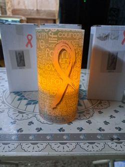 Discontinued breast cancer , pink ribbon LED  candles B/O