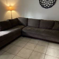 Rene Cazares Suede 2 Piece Sectional Couch