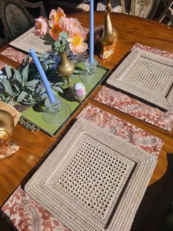 Set of 3 Rattan Square Plate Chargers