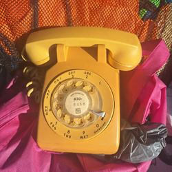 Vintage ITT Rotary Desk Phone - YELLOW GOLD