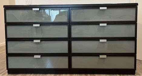 IKEA large black dresser with glass topper
