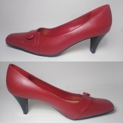 PIERRE DUMAS FLEXIBLES RED PUMPS HEELS SIZE 9M 3' INCH HEEL NEW WITH BOX!!