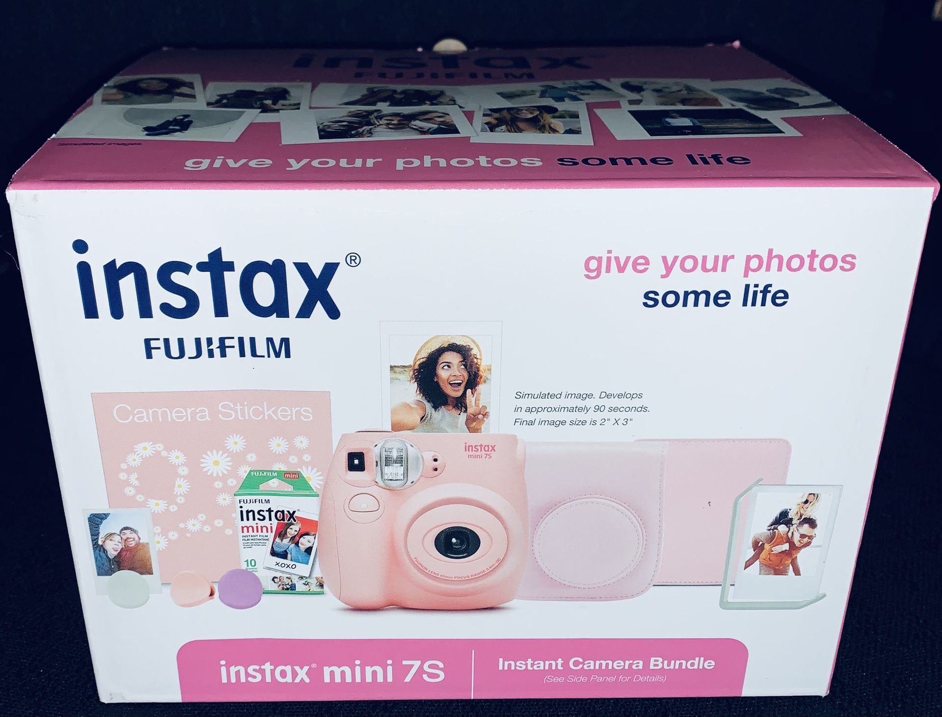 Instax Mini 7S/Instant Camera Bundle w/Instax Mini FujiFilm 100 Total Exposures