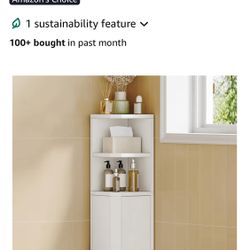 Hzuaneri Corner Cabinet, Small Bathroom Corner Cabinet with Doors, Narrow Storage Cabinets with Adjustable Shelves, Bathroom Organizers and Storage 