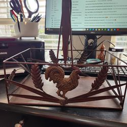 Metal Rooster Basket Farmhouse Decor