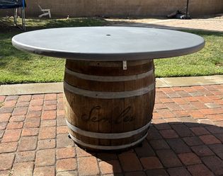 Free- Wine barrel patio table with Concrete top