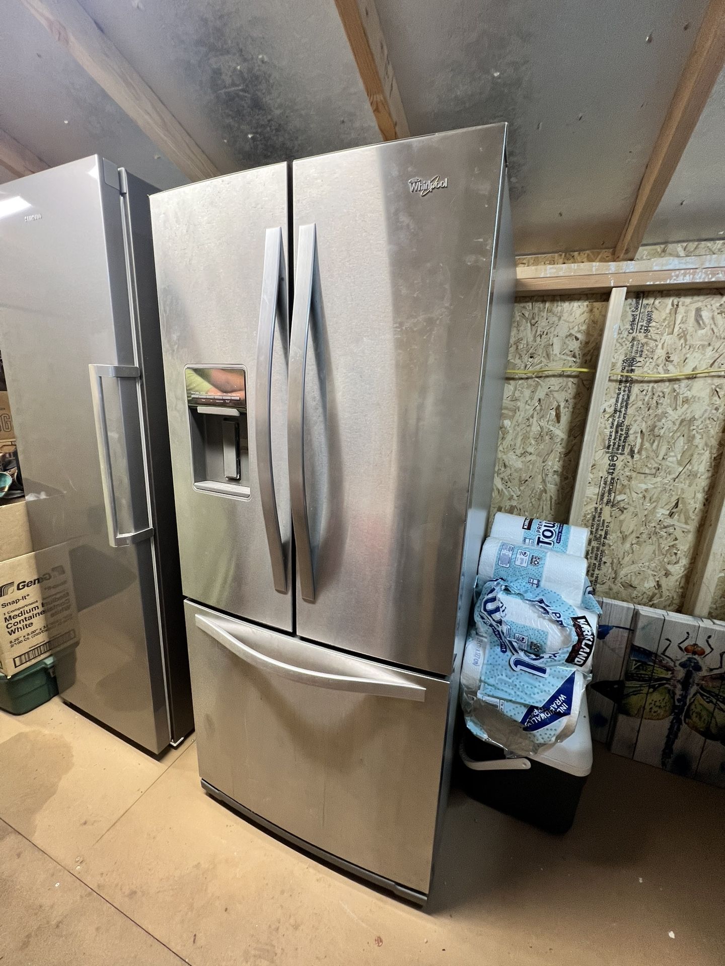 Stainless Steel Whirlpool Double Door Refrigerator w/Freezer Drawer