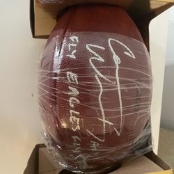Signed Football By professional football player Carson Wentz