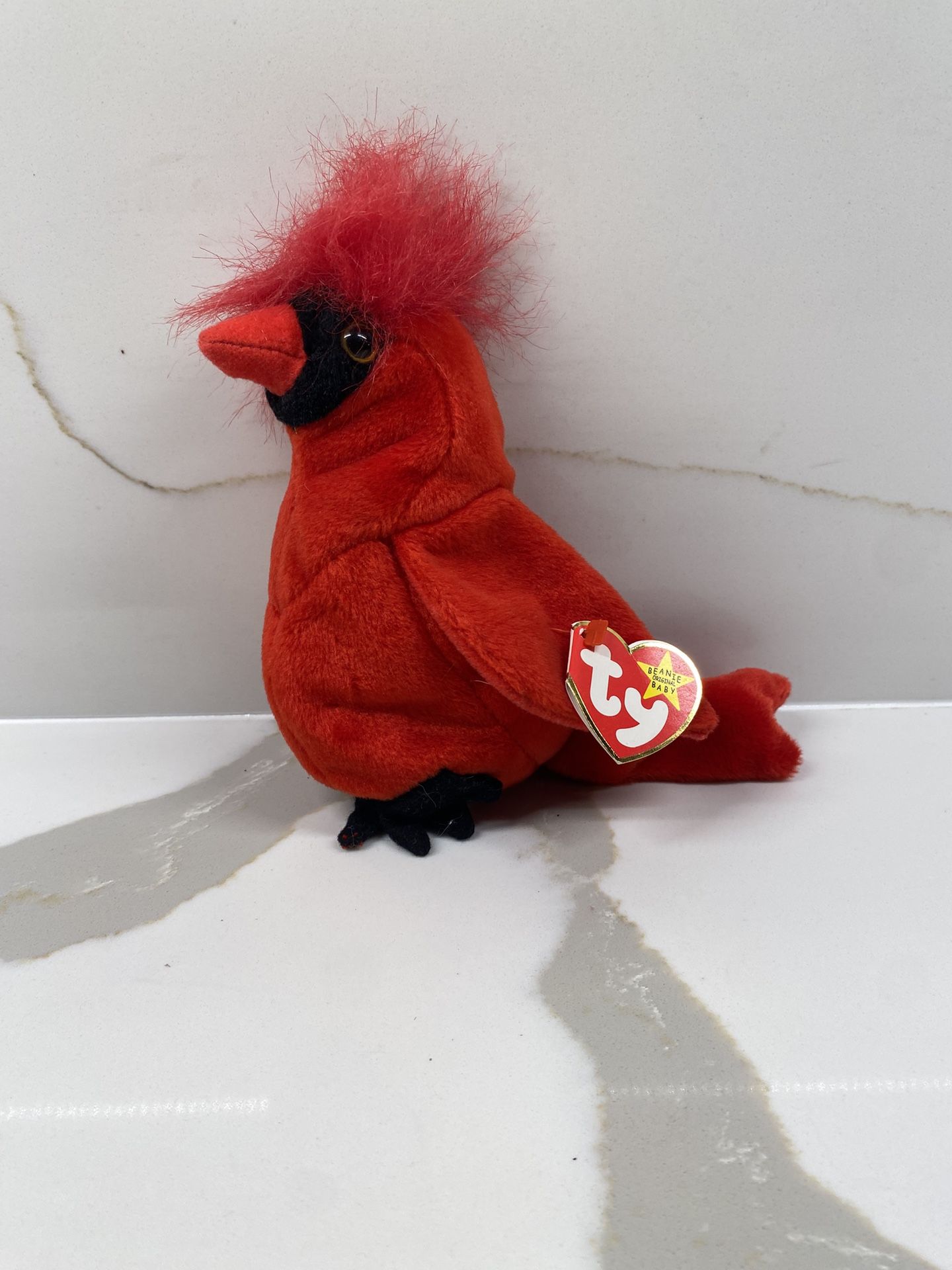 TY Beanie Baby MAC The Cardinal Stuffed, Plush Toy, (4225) Bright Red Retired