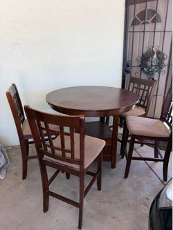 Counter Height Dining Table Set with 4 Chairs – Solid Wood Finish