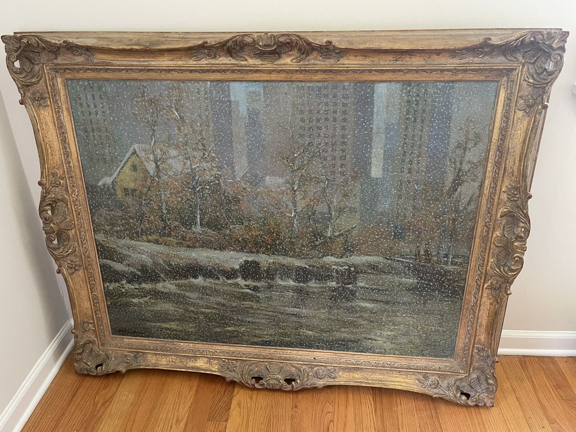 Large Vintage Oil Painting By W.A. Eyden Jr. in Beautiful Frame