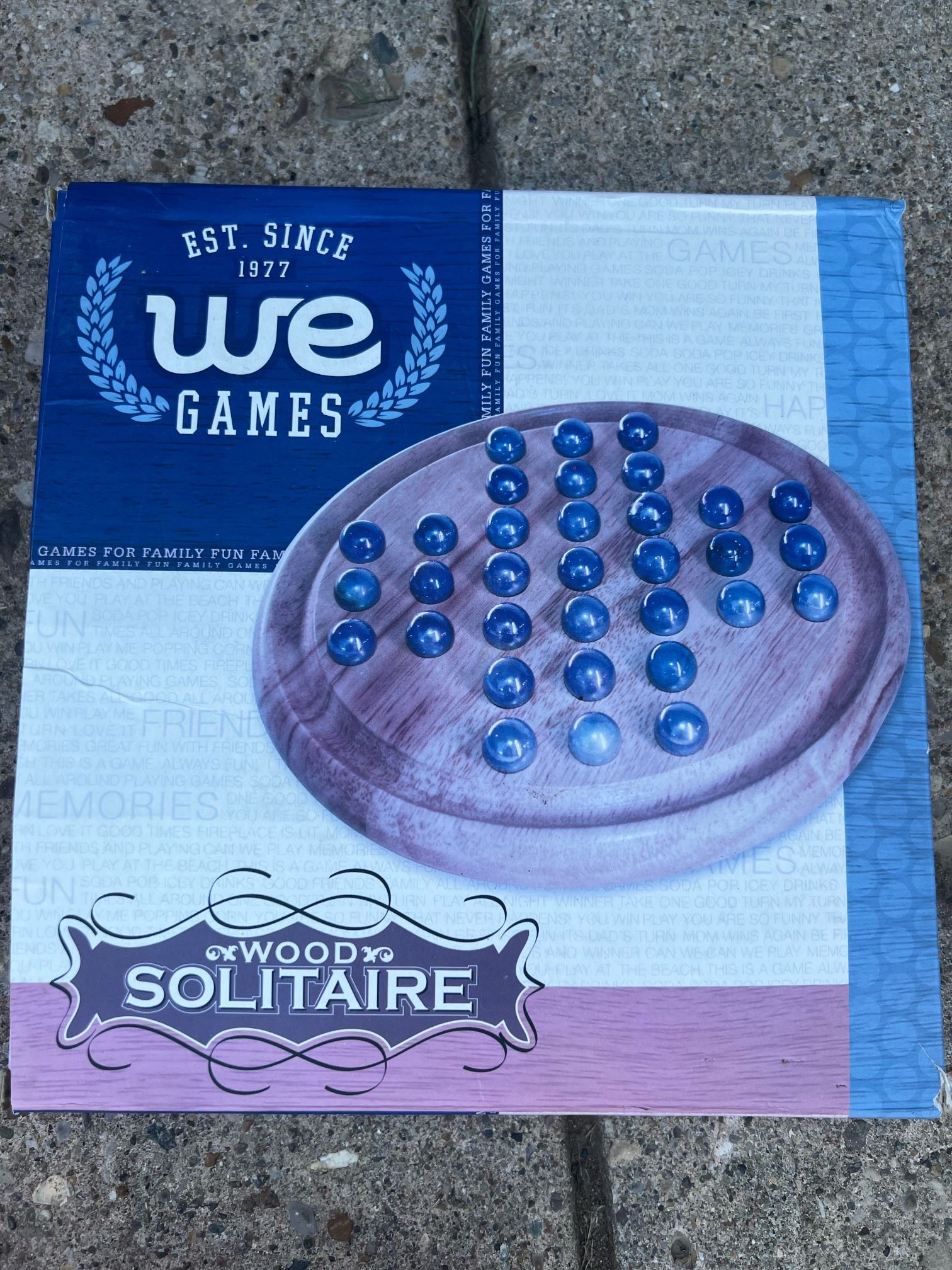 WE Games Marble Wood Solitaire