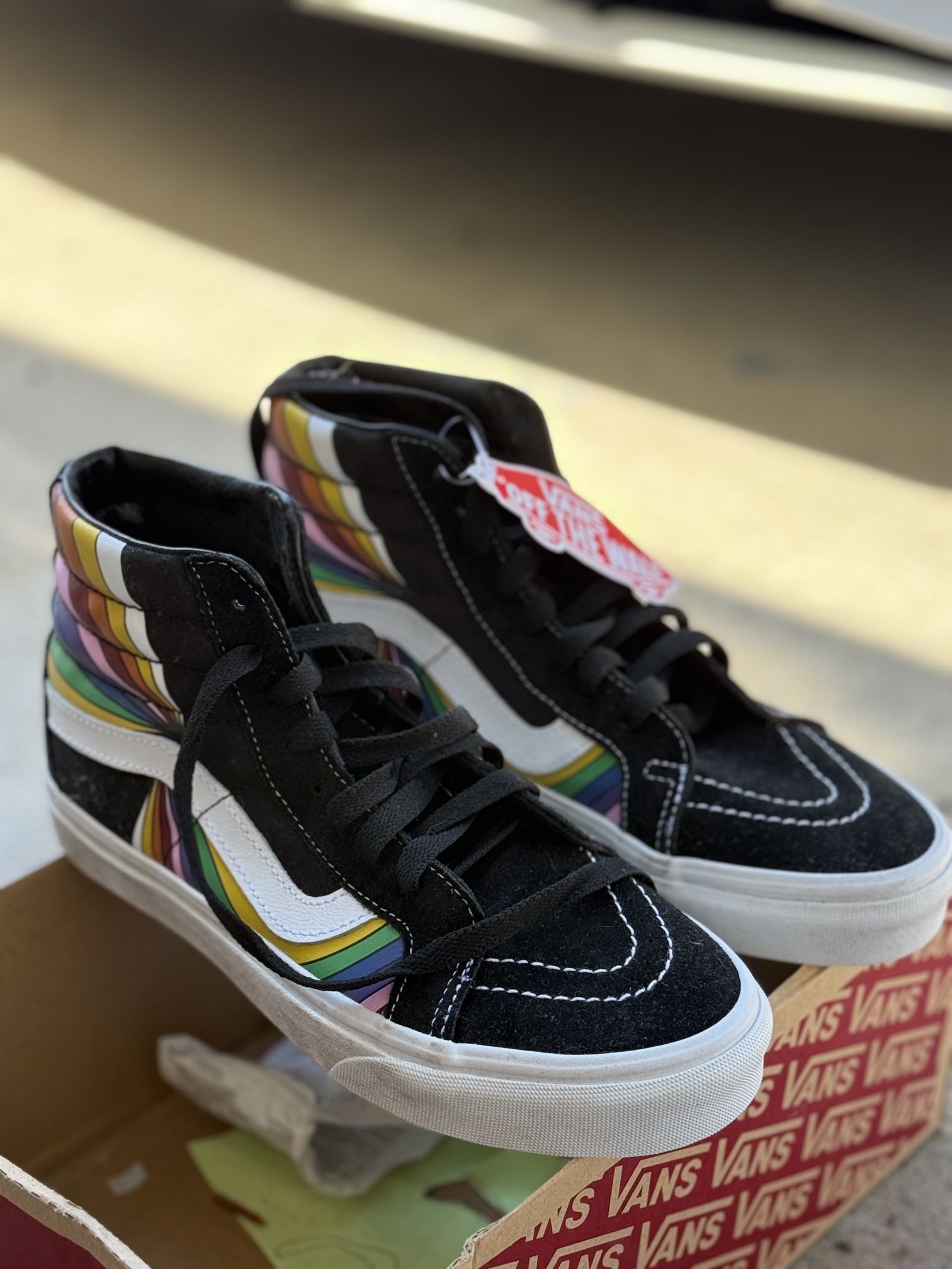 Brand New With Tags Vans Rainbow Multicolored High Top Vans With Box