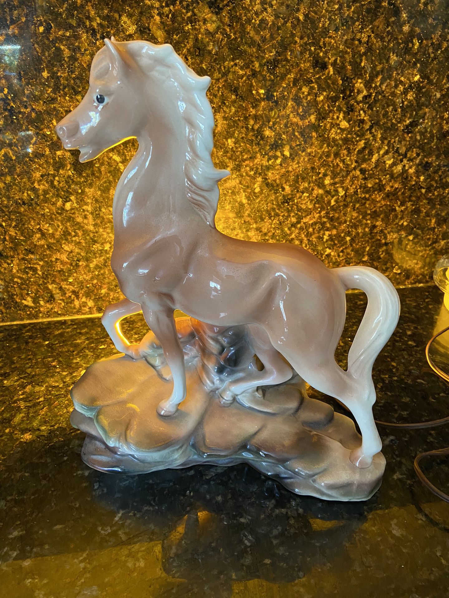 Antique Porcelain Horse Lamp