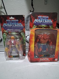 Mattel  Masters of the Universe action figures.  Origins Clawful, and Prince Adam....Good condition.
