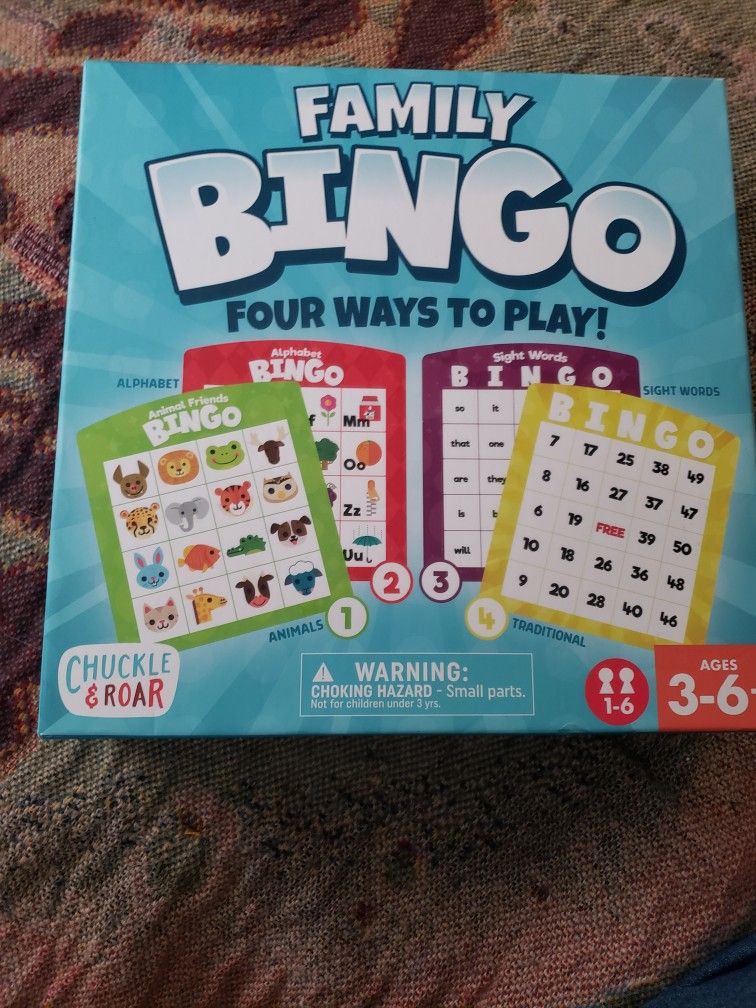 Chuckle & Roar Family Bingo - Kids Educational Bingo Game Used Once EUC

