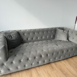 91” Velvet Rolled Arm Couch 