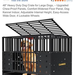 48'' Heavy Duty Dog Crate for Large Dogs, – Upgraded Chew-Proof Panels, Comfort-Widened Floor Panel, Dog Kennel Indoor, Adjustable Internal Height, Ea