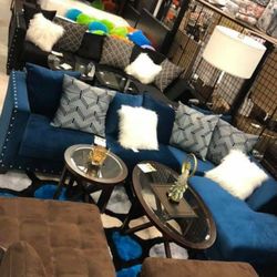 Santos Blue & Black Sectional /couch /Living room set