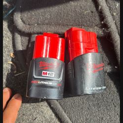 Milwaukee M12 Charger + 2 Batteries 