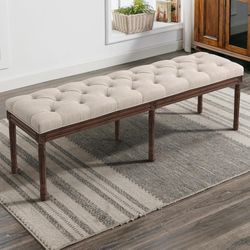 60''H Fabric End of Bed Bench for Bedroom/Living Room, Linen
