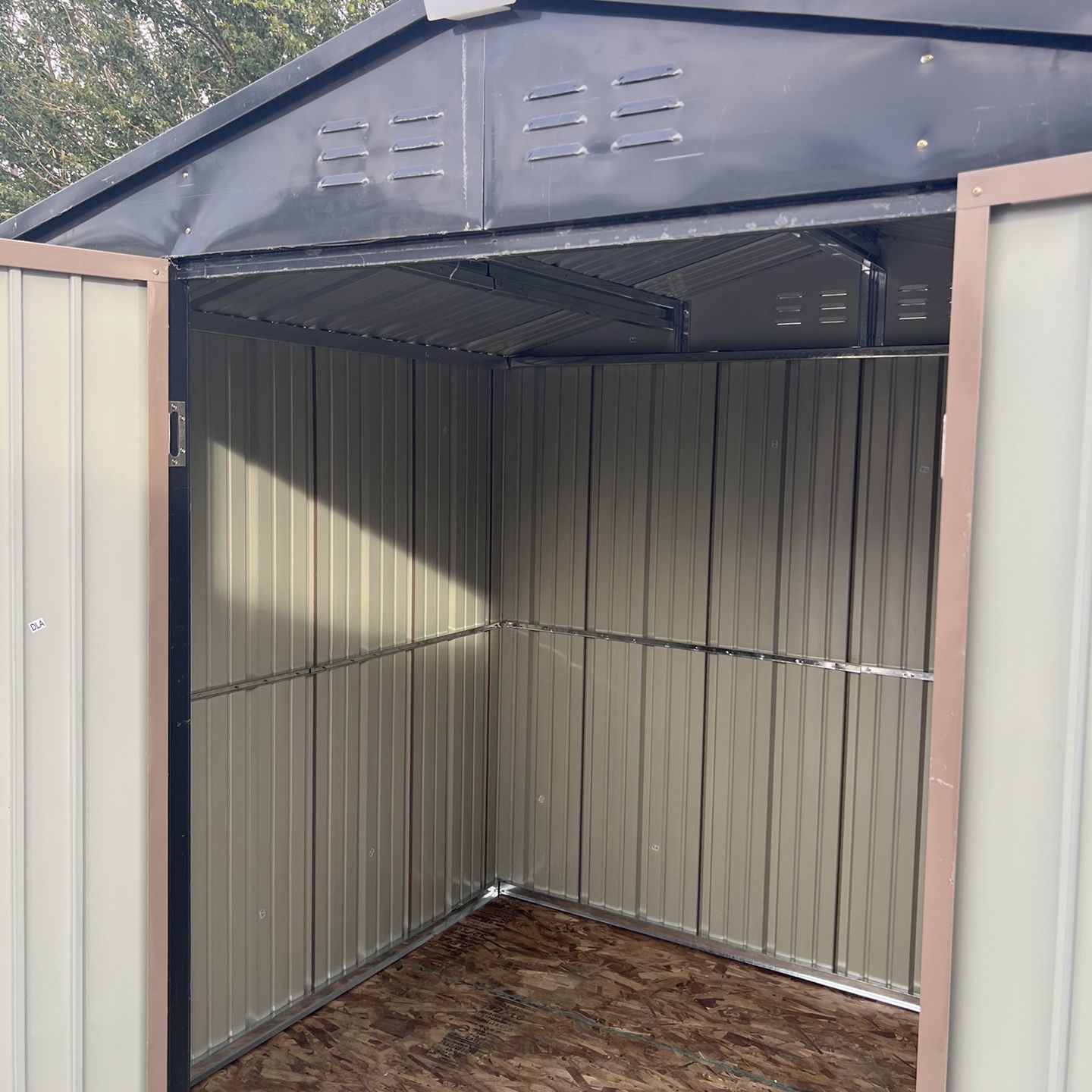 (Brand New inboxes need assemblies:) D6FTxW8FTxH6.625FT Metal Brown Storage Shed Yard Lawn Garden Outdoor Backyard 6x8 Storage Taller Than Regular 