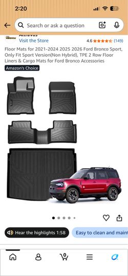 Ford Bronco Sport TPE Floor Mats & Cargo Liner Set