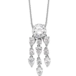 Sterling Silver Rhodium-plated Fancy CZ necklace 