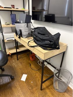 Desk and bookshelf