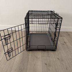 Max & Marlow Double-Door Dog Crate, Foldable Metal Wire Kennel, Portable, Tray and Divider Included, 24" x 17.5" x 20"