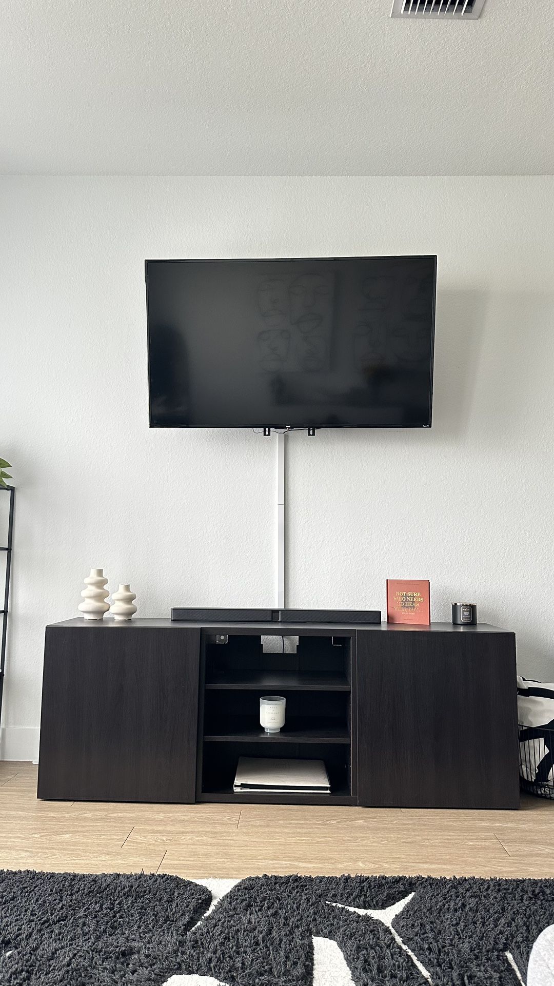Modern IKEA TV Stand – Dark Wood Finish with Ample Storage