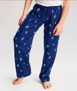 Kids Navy Blue Printed Pajama Pants