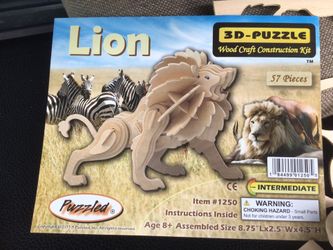 Light Balsa  3D Lion Puzzle