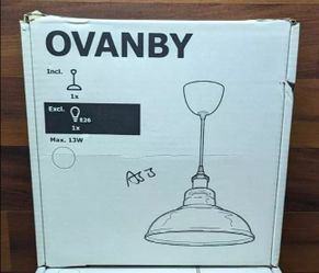 NEW IKEA OVANBY CLEAR GLASS HANGING PENDANT CEILING LAMP LIGHT FIXTURE