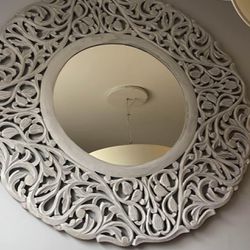 Carved Wooden Boho Mirror - 40”