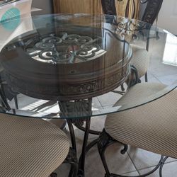 Glass Kitchen Table, Four Chairs