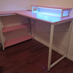 Pink L-Shape Desk $65