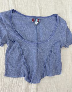 Urban Outfitters Ribbed Scoop Neck Crop Top - Light Periwinkle