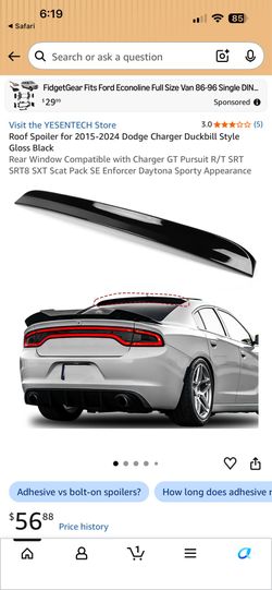 Rear top spoiler 15-24 Dodge Charger