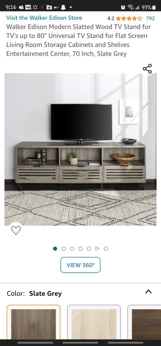 Walker Edison Modern Slatted Wood TV Stand 