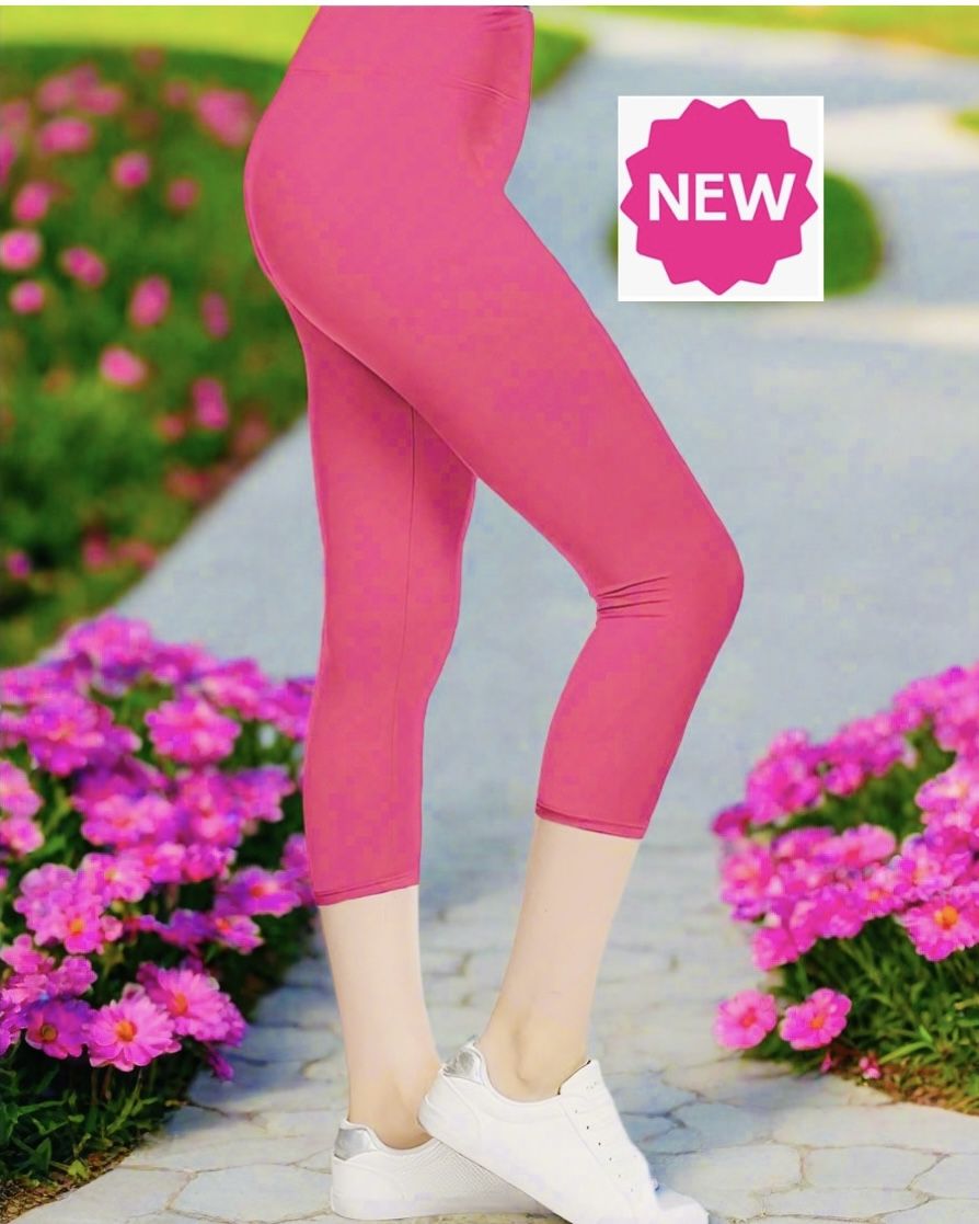 NEW Womens Pink Capri Leggings Soft As Lularoe OS/TC