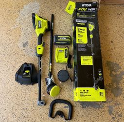 RYOBI 40V HP Brushless Whisper Series 17 in. Cordless Attachment Capable String Trimmer with 4 Ah Battery and Charger