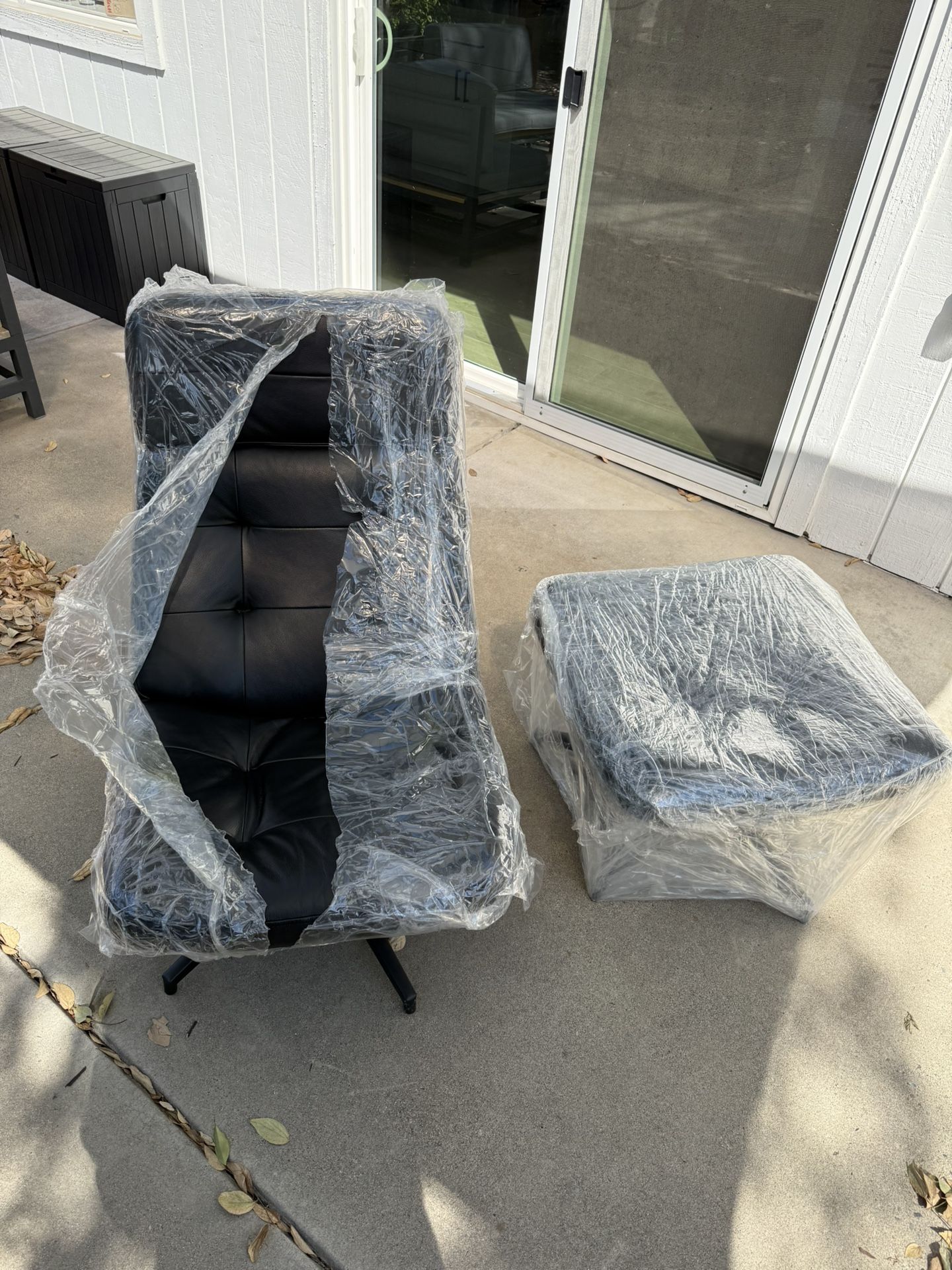 IKEA Havberg Leather Chair And Ottoman