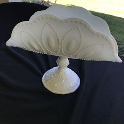 Vintage Milk Glass Vase / Dish on Pedestal