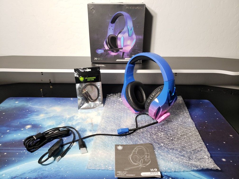 New PHOINIKAS PS4 Gaming Headset for PC, PS5, Xbox Headset with 7.1 Stereo Sound, Over Ear Gaming Headphones for Switch, Mobile PS4 W/ Noise Cancellin