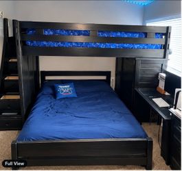Loft Bunk Bed with Storage Stairs and Desk