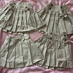 Girls Beige Uniform Skirts