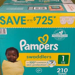 Pampers Swaddlers #1 210 Diapers 