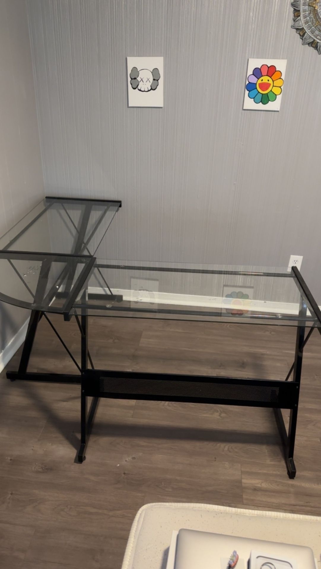 L-Shape Glass Desk 