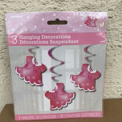 Baby Shower Pink Clothes Hanging Decorations 26” Pack Of 3